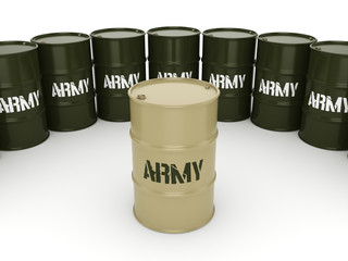 3D rendering army barrels