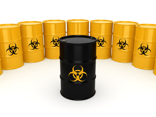 3D rendering biohazard barrels