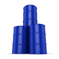 3D rendering blue barrels