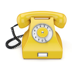 3D rendering old yellow phone