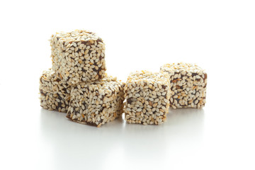 Tasty Turkish delight isolated on white