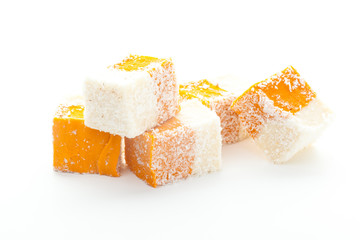 Tasty Turkish delight isolated on white