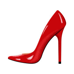 Red woman shoe with high heel