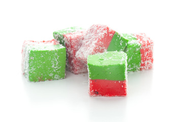 Tasty Turkish delight isolated on white