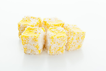 Tasty Turkish delight isolated on white