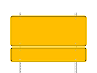 Blank yellow road signs