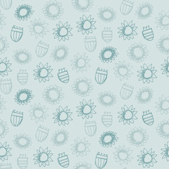 Seamless pattern with flowers and leafs