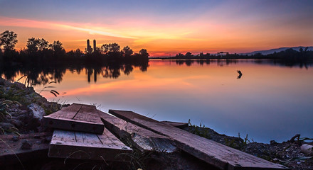 Sunset at a lake called Cice not far from Zagreb, capital of Croatia