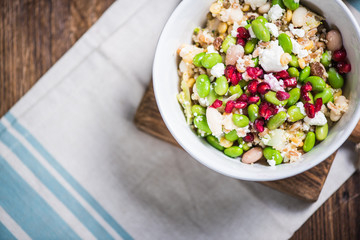 Wholefood salad, clean eating and diet