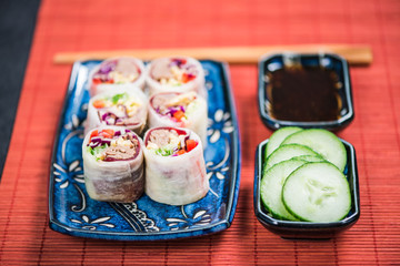Sushi and teriyaki beef bites
