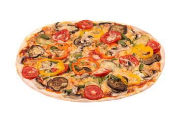 vegetable pizza isolated on white background