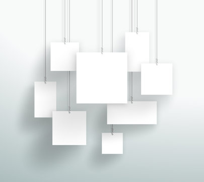 Vector 3d Blank White Square Boxes Hanging Design