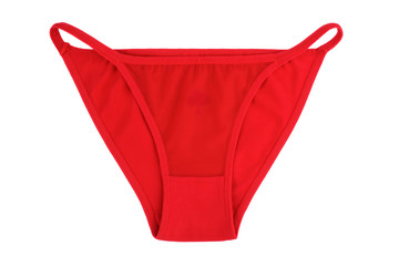 Red panties isolated on white background
