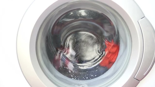 closeup of a running washing machine
