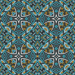 abstract blue  tribal geometric print