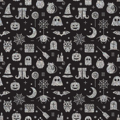 Seamless Halloween silver textured pattern