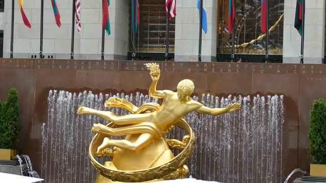 Prometheus statue and water fountain, Manhattan, New York City