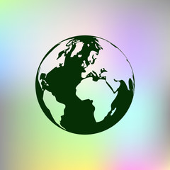 Flat paper cut style icon of globe