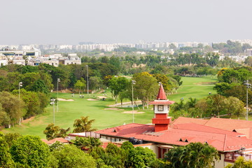 Karnataka Golf Association golf course in Bangalore. This view is taken from the Hotel Royal Orchid at entrance of the course.