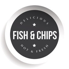 Fish and Chips vintage black stamp sticker