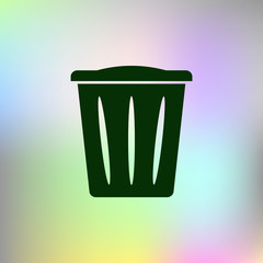 Flat paper cut style icon of trash can