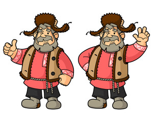 The old man in the Russian national costume.