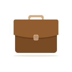 Brown briefcase icon. Vector illustration.