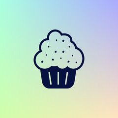 Flat paper cut style icon of cake