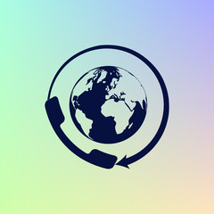 Worldwide customer support call-center. Flat icon