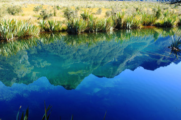 Mirror Lakes in Fjordland National Park, New Zealand