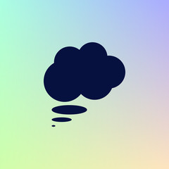 Flat paper cut style icon of thought cloud