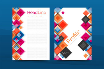 Set of front and back a4 size pages, business annual report design templates