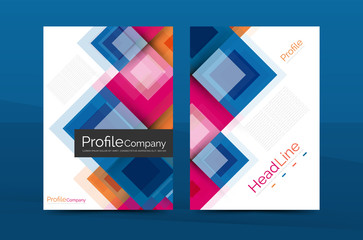 Set of front and back a4 size pages, business annual report design templates