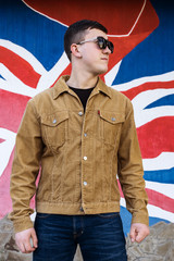 Male model on british background