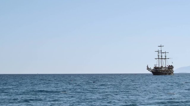 Old carvel in Mediterranean Sea