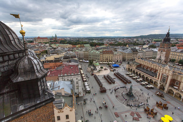 Fototapeta premium Top view of the main square of Krakow, Poland.