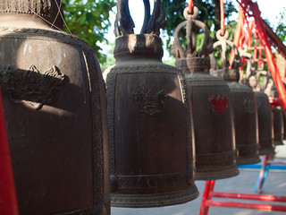 Fototapeta na wymiar Closeup view beautiful old bells