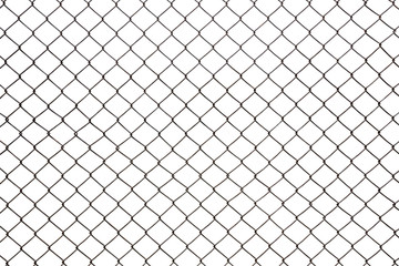 steel mesh wire fence isolated on white background