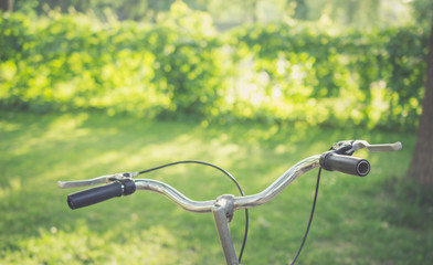 Bike in the park on a sunny day, Bicycle in park in Beautiful su