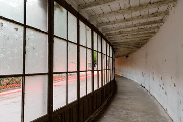 Old pedestrian corridor corridor in Herculane, Romania