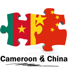 Fototapeta na wymiar China and Cameroon flags in puzzle