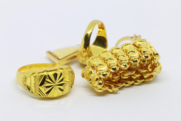  Gold bracelet in the red box on the white background ,jewelry and precious stone