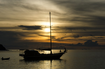 Twilight scene of boats