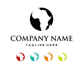 Africa Globe Circle Map Logo