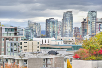 Fototapeta na wymiar paint stylized image of Vancouver cityscape in the autumn
