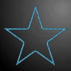 Frame Blue Sequins Star. Glitter, Sparkle.