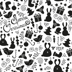 Christmas elements seamless pattern