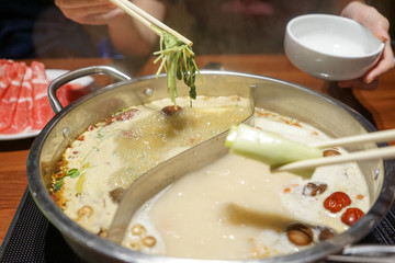 Home cooked healthy Nabe dinner with spice