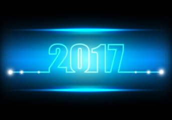 Technology abstract background for happy new year 2017