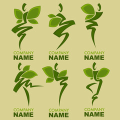 Abstract organic and eco Dancing People Silhouette for Your Logo